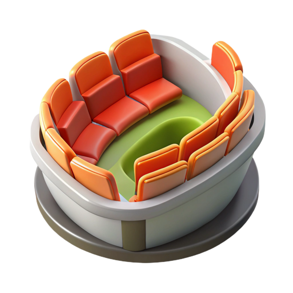 exceptional baroque 3D model of a stadium seating section NO BACKGROUND with Transparent Background. handcrafted png