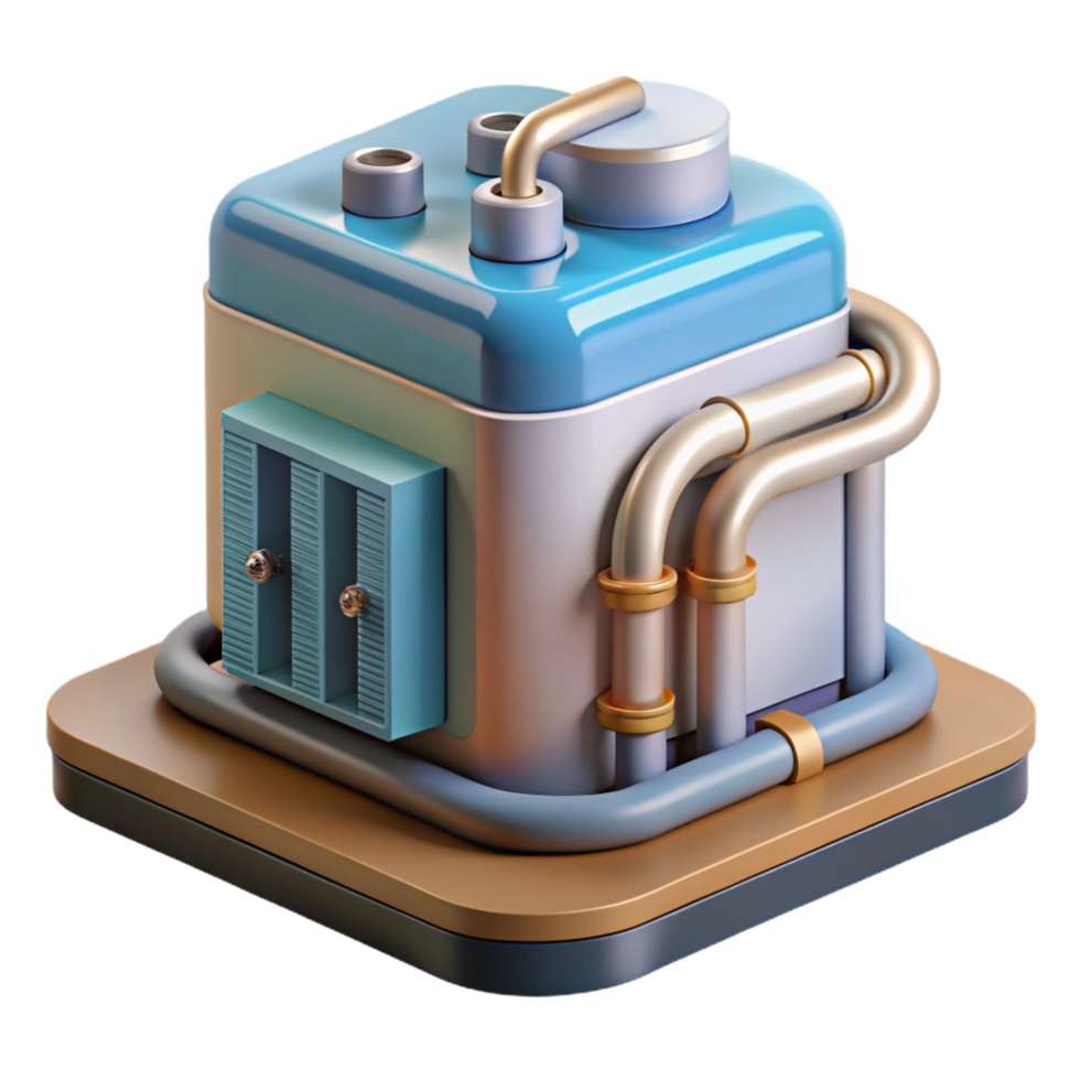 hypnotic celebrated CAD rendering of a geothermal heat pump NO BACKGROUND with Transparent Background. png