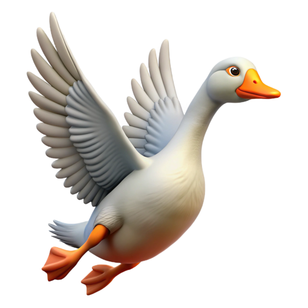 iconic avant-garde A goose in flight, NO BACKGROUND with Transparent Background. precision png
