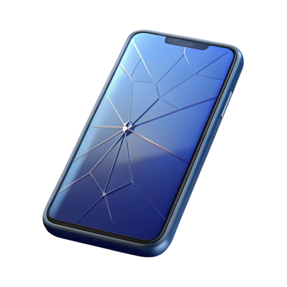 ethereal hypnotic Smartphone with cracked screen NO BACKGROUND with Transparent Background. fine detail png