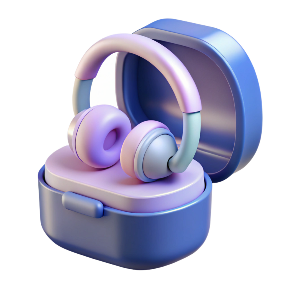 fascinating creative Wireless headphones with charging case NO BACKGROUND with Transparent Background. perfect clarity png