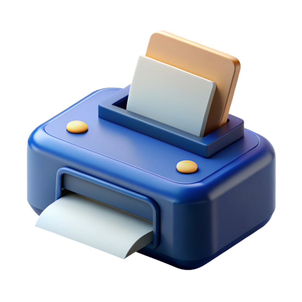 iconic surreal Printer with paper tray NO BACKGROUND with Transparent Background. elite png