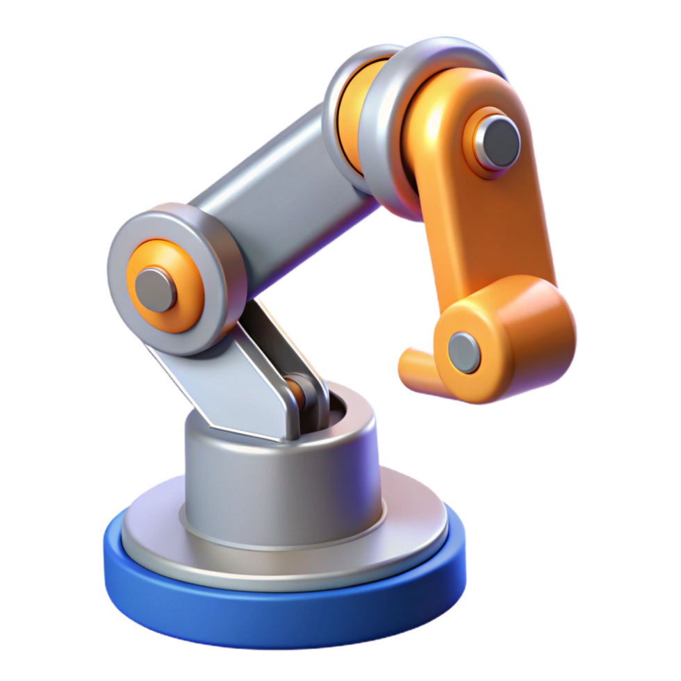 enchanting urban Robot arm with gripper NO BACKGROUND with Transparent Background. studio quality png