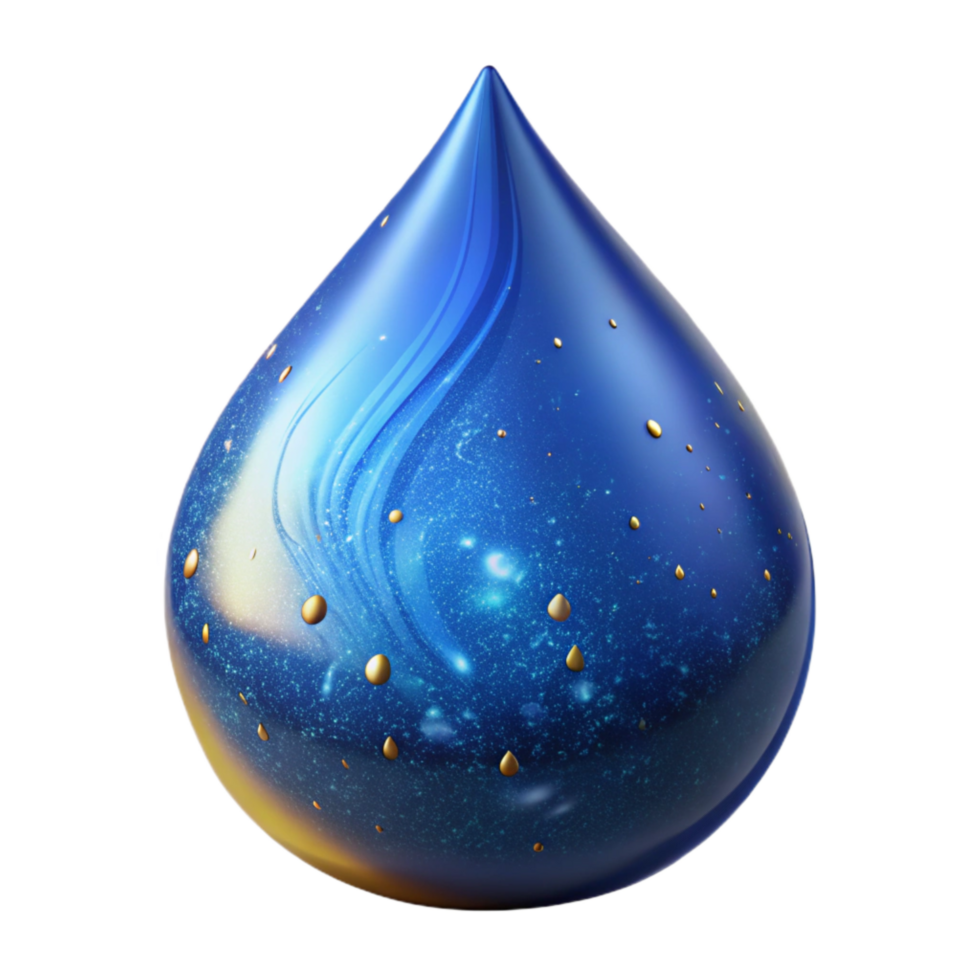 dramatic rustic Blue Ink Drop Close Up Isolated premium png
