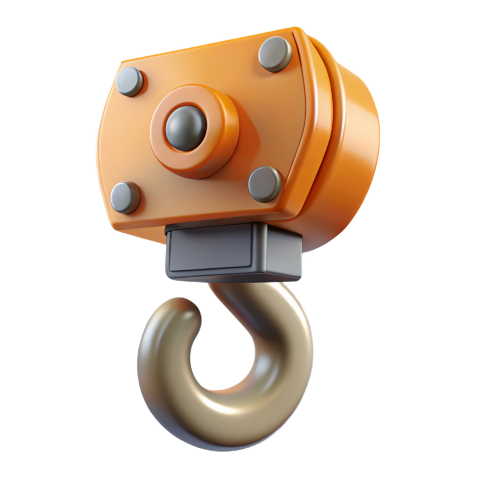 dramatic impressive Construction crane hook, NO BACKGROUND with Transparent Background. artisan png