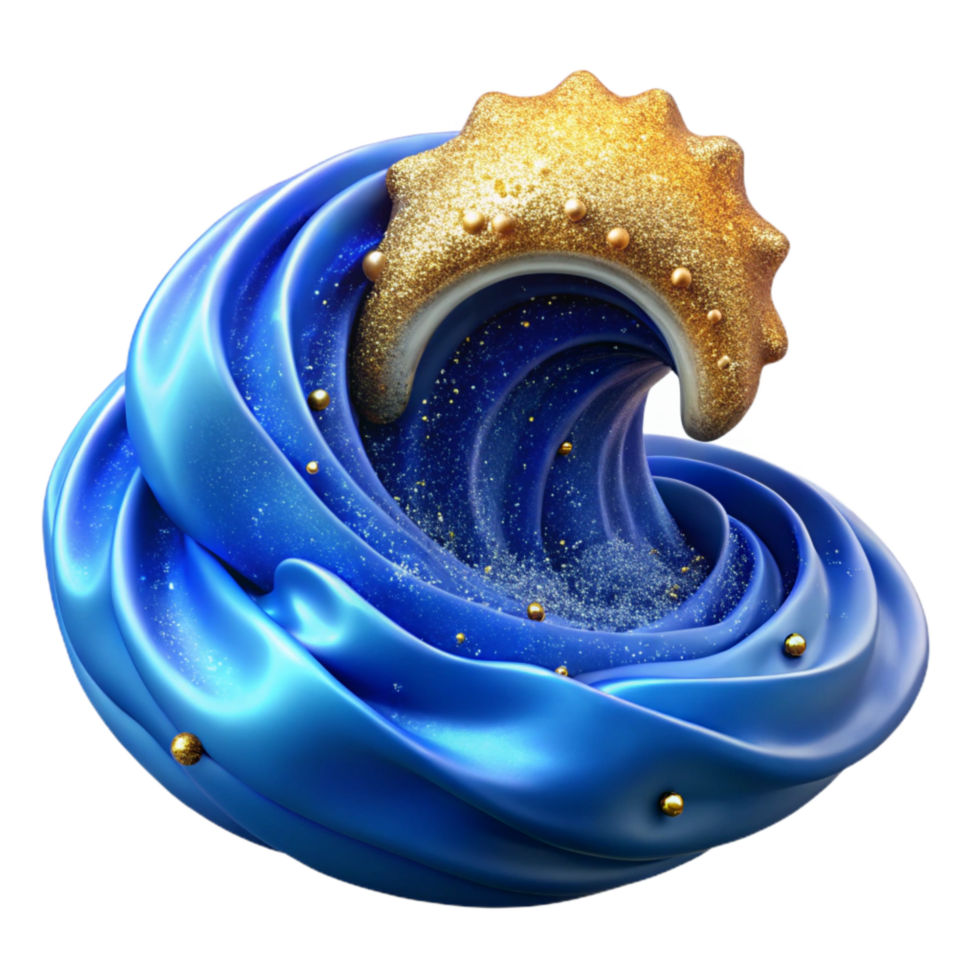 dramatic classic Blue Ocean Wave Fractal Design Isolated genuine png