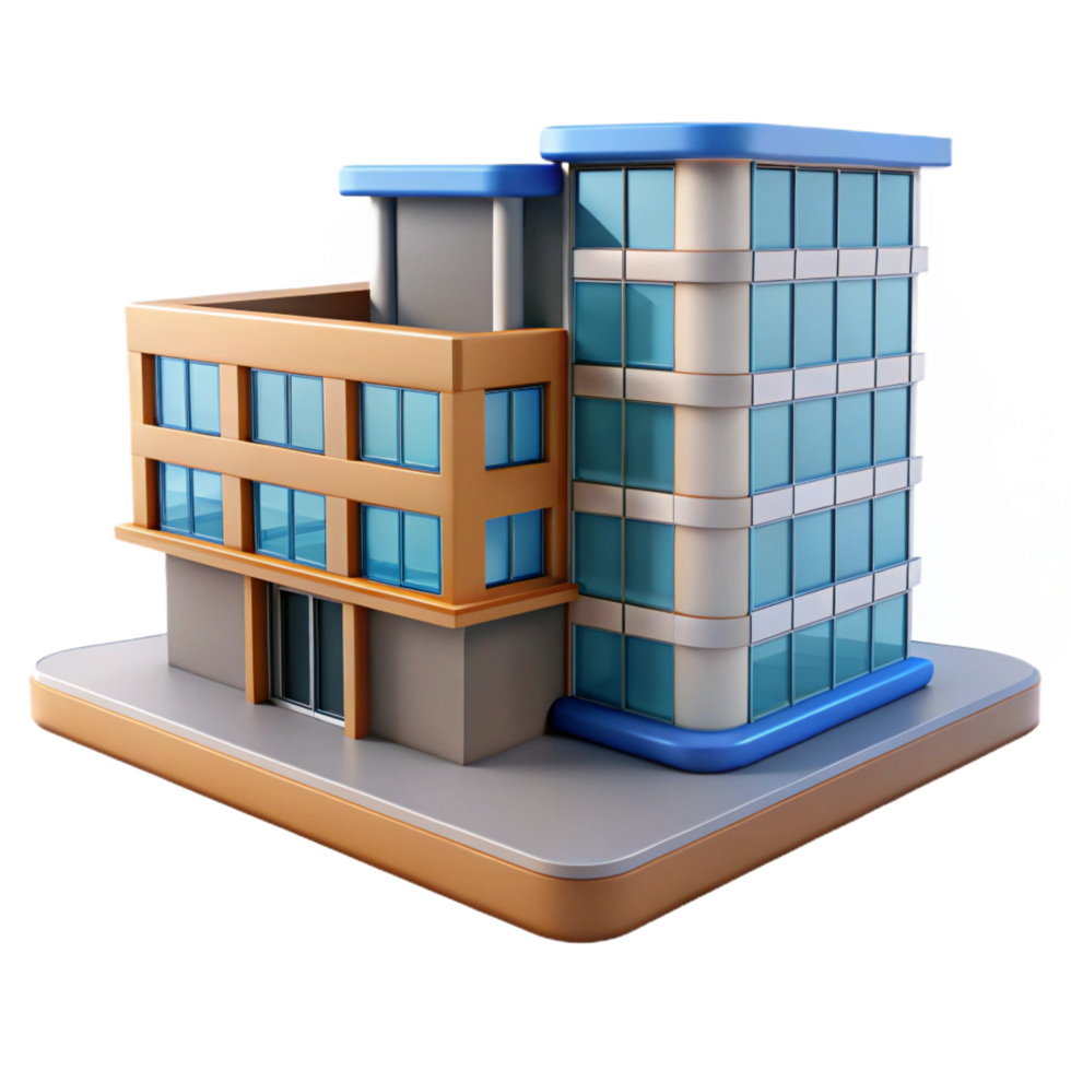 extraordinary notable 3D rendering of a modern apartment building, NO BACKGROUND with Transparent Background. png