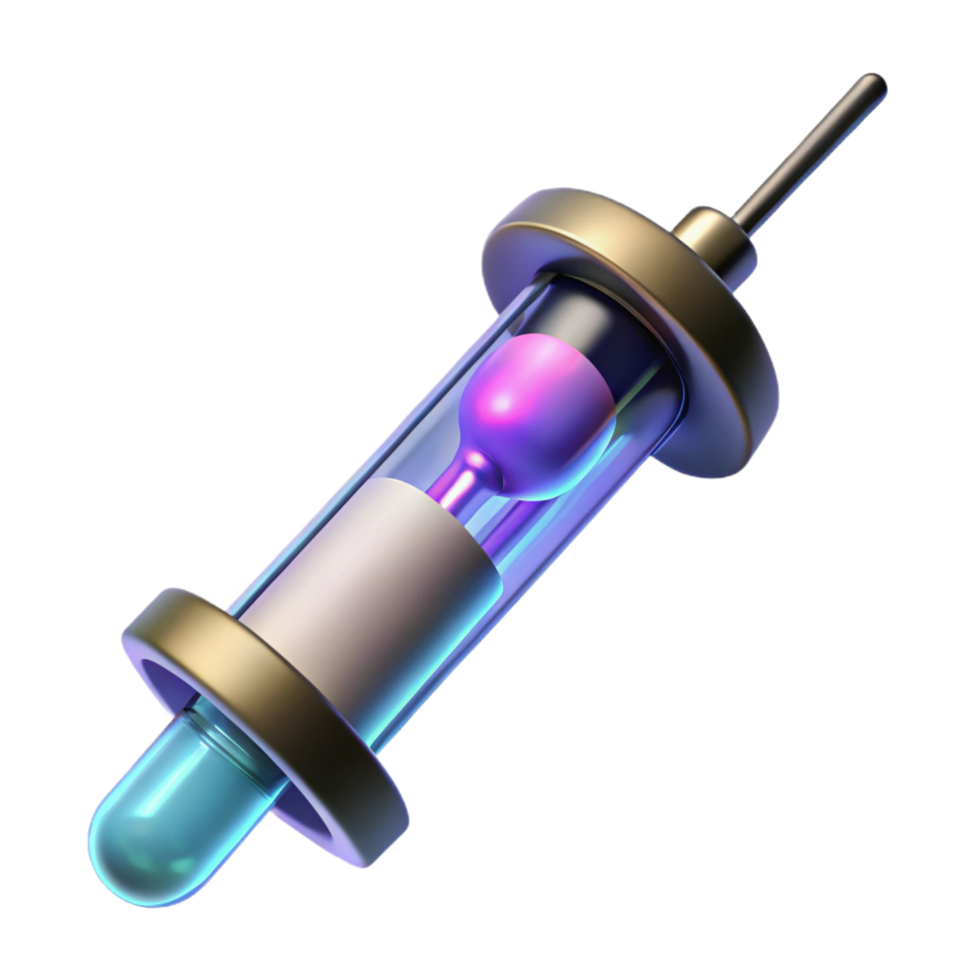 gorgeous renaissance Genetic modification syringe filled with luminescent fluid NO BACKGROUND with Transparent Background. masterfully captured png