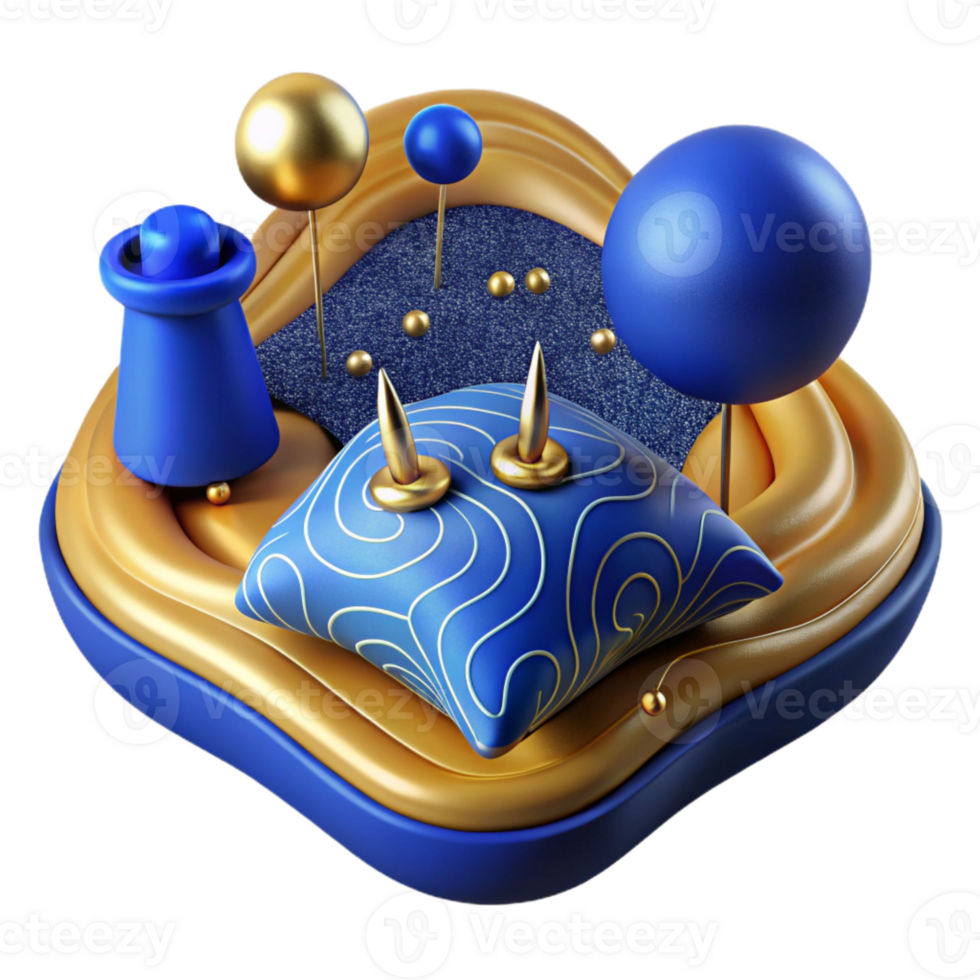 wonderful abstract Blue Sewing Pins and Cushion Isolated Element exclusive png