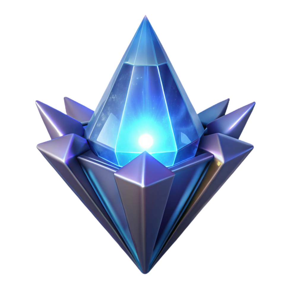 dramatic victorian Alien energy crystal with pulsating light NO BACKGROUND with Transparent Background. museum quality png