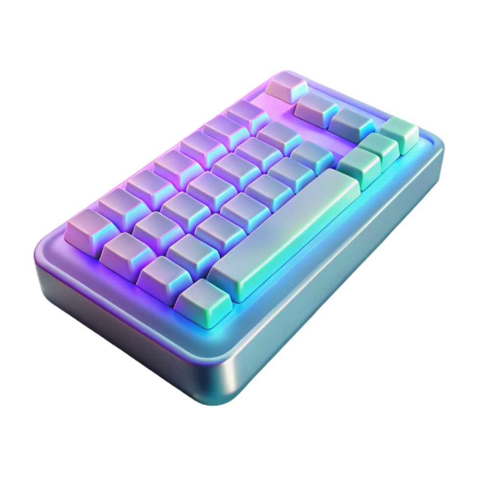 hypnotic vintage Holographic keyboard with projected keys NO BACKGROUND with Transparent Background. detailed png
