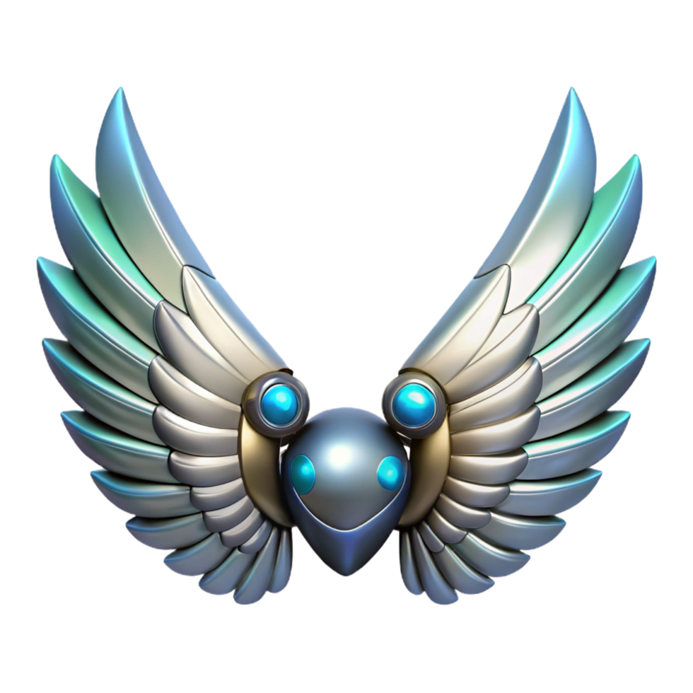 extraordinary victorian Cybernetic wings with articulated feathers NO BACKGROUND with Transparent Background. detailed png