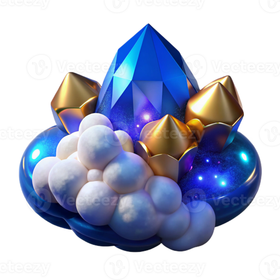 dramatic contemporary Blue Sky Cloud Fractal with Transparent Background high quality png