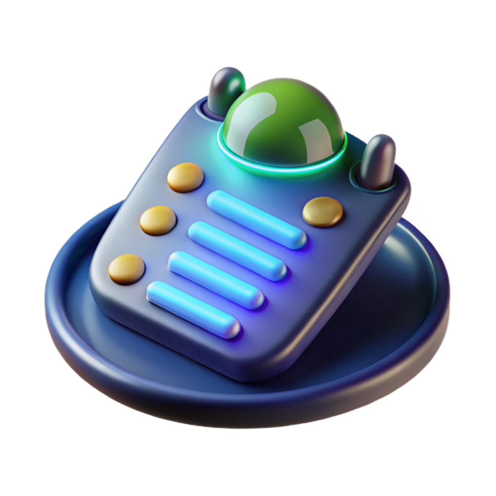 glorious distinguished Alien data pad with glowing symbols NO BACKGROUND with Transparent Background. png