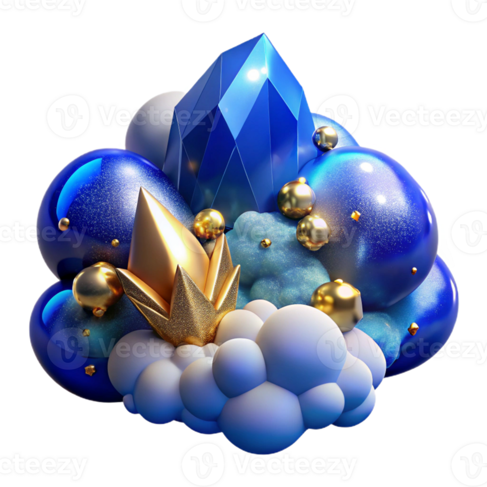 serene artistic Blue Sky Cloud Fractal with Transparent Background premium png