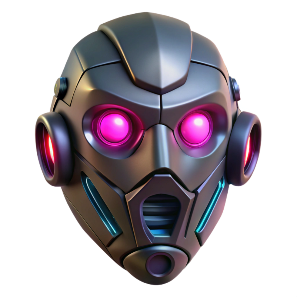 exquisite distinctive Cyberpunk mask with glowing LED lights NO BACKGROUND with Transparent Background. png