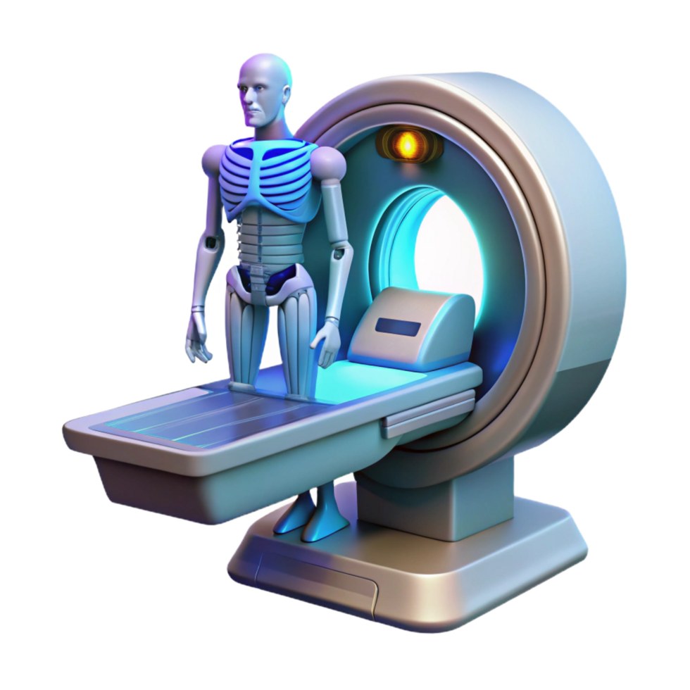 harmonious stunning Futuristic medical scanner displaying anatomical data NO BACKGROUND with Transparent Background. fine detail png