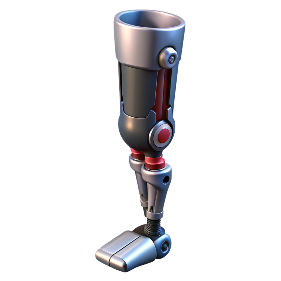 glorious celebrated Cyberpunk prosthetic leg with hydraulic pistons NO BACKGROUND with Transparent Background. png