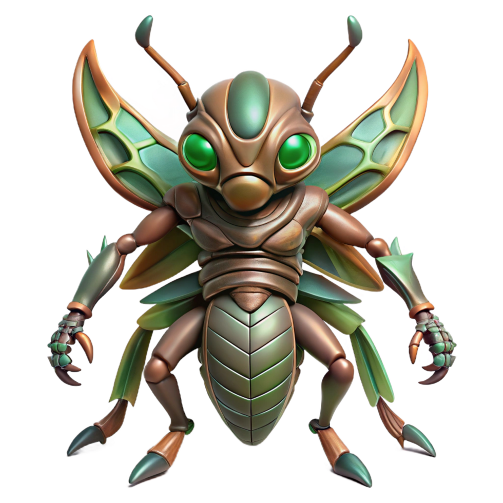 impressive distinguished Alien insect with chitinous armor plating NO BACKGROUND with Transparent Background. png