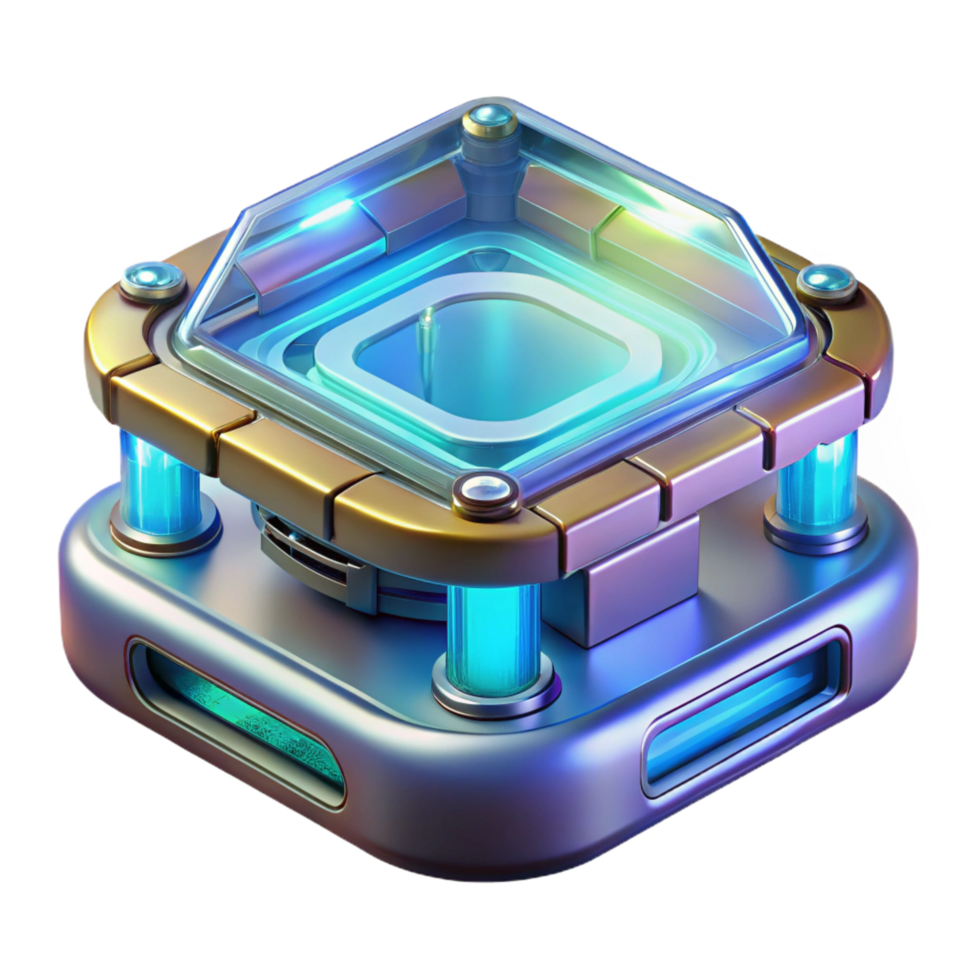 extraordinary notable Futuristic communication device with holographic interface NO BACKGROUND with Transparent Background. png