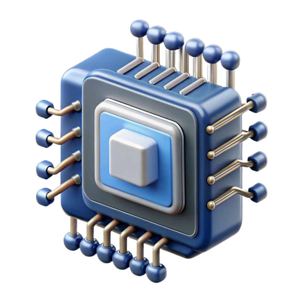 fascinating remarkable Artificial intelligence computer core with intricate circuitry NO BACKGROUND with Transparent Background. png
