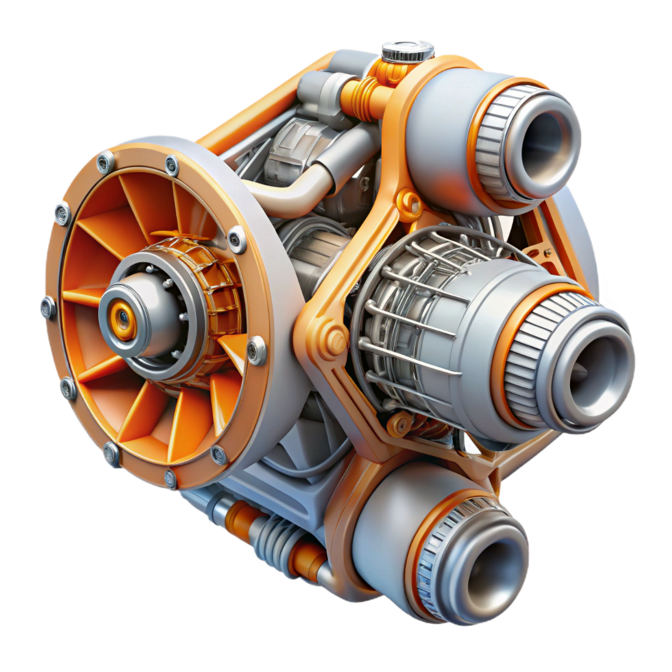 harmonious picturesque Highly detailed spaceship engine with exposed mechanics NO BACKGROUND with Transparent Background. luxury png