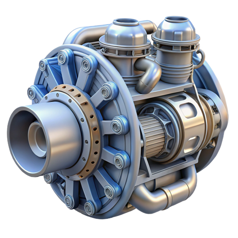enchanting vintage Highly detailed spaceship engine with exposed mechanics NO BACKGROUND with Transparent Background. perfect clarity png