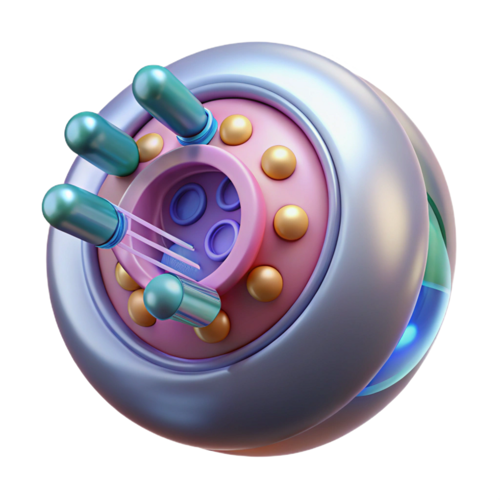 ethereal pristine Futuristic medical implant with nanotechnology components NO BACKGROUND with Transparent Background. refined png