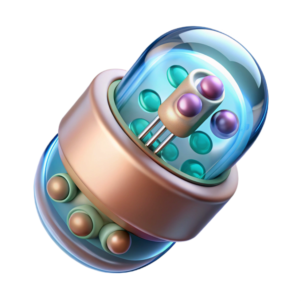 glorious celebrated Futuristic medical implant with nanotechnology components NO BACKGROUND with Transparent Background. png