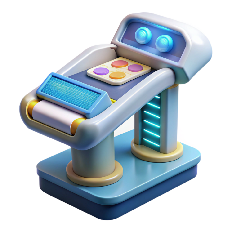 glorious traditional Futuristic medical scanner displaying genetic data NO BACKGROUND with Transparent Background. masterfully captured png