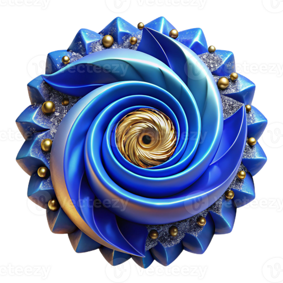 impressive vintage Blue Spiral Fractal Abstract Design Transparent Background genuine png