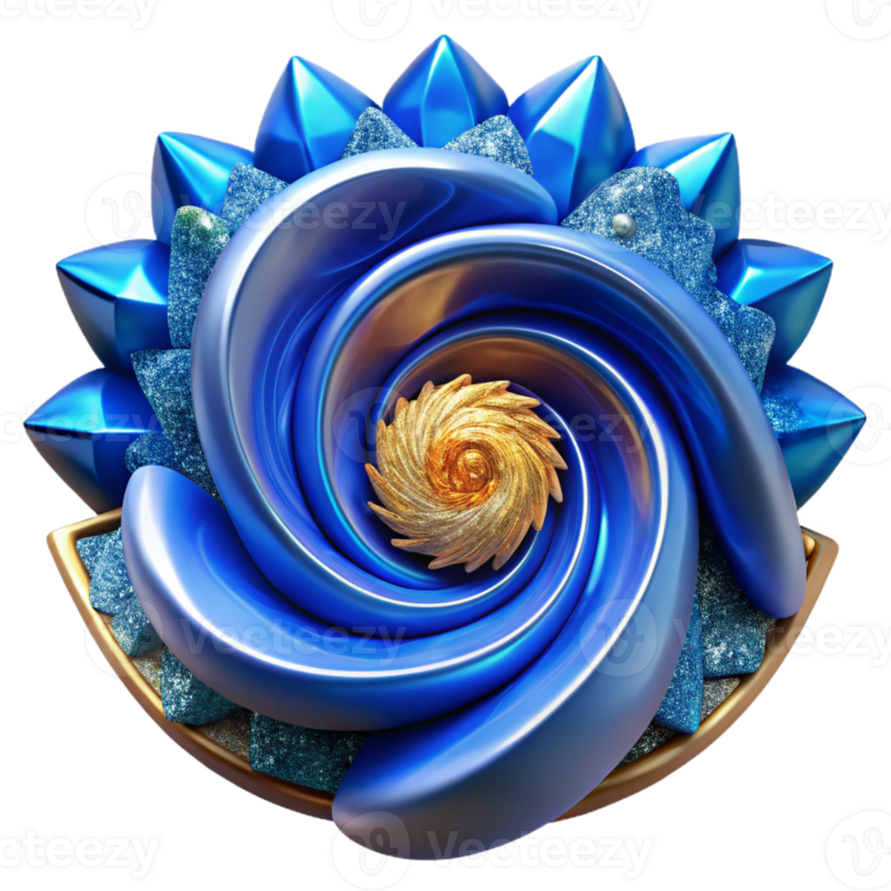 beautiful vintage Blue Spiral Fractal Abstract Design Transparent Background detailed png