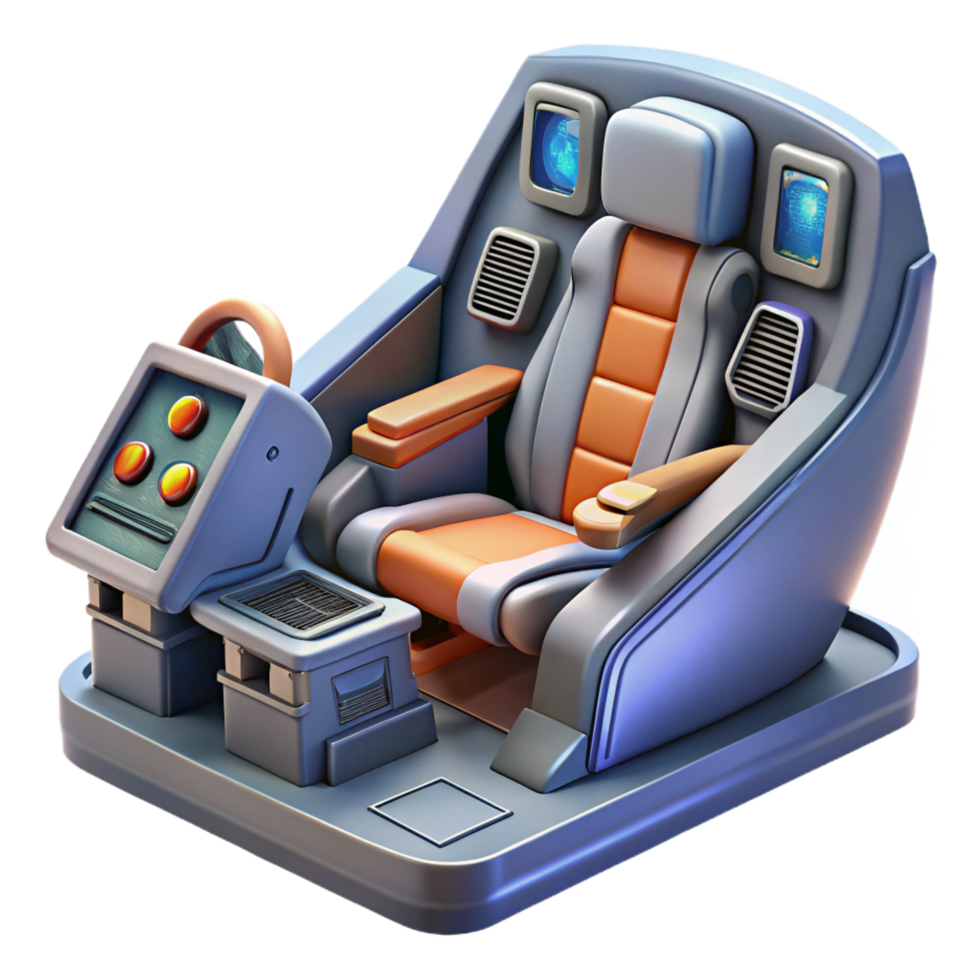 exceptional impressionist Highly detailed spaceship cockpit with pilot seat NO BACKGROUND with Transparent Background. masterfully captured png