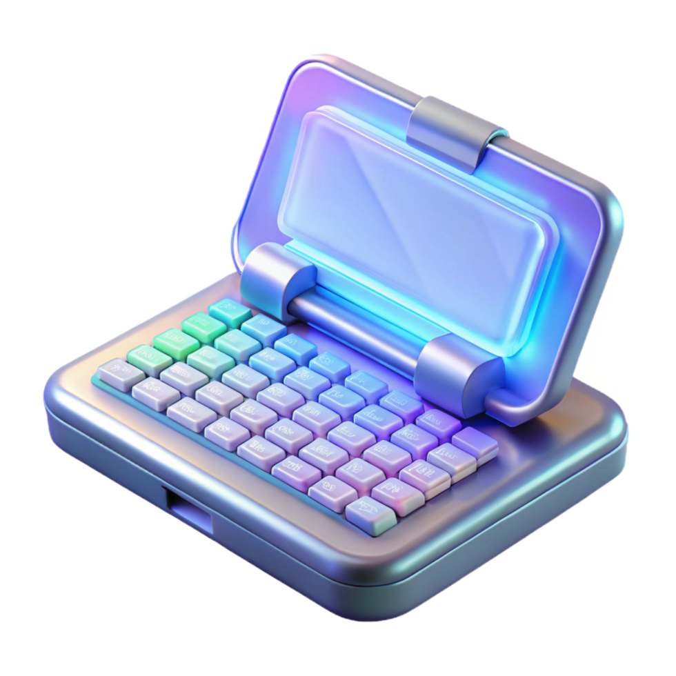 gorgeous retro High-tech communication device with holographic keyboard NO BACKGROUND with Transparent Background. detailed png