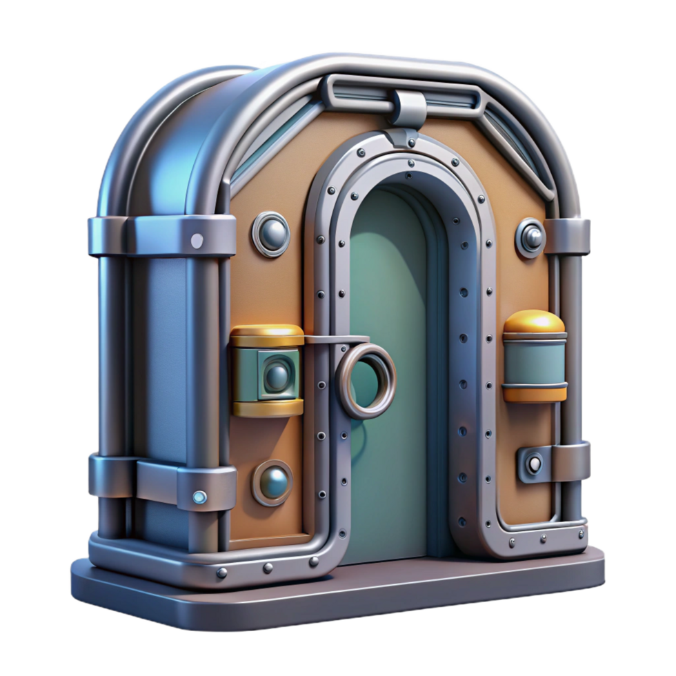 harmonious picturesque Highly detailed spaceship door with locking mechanism NO BACKGROUND with Transparent Background. authentic png