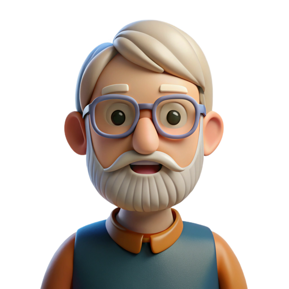 exceptional victorian Elderly man with a beard and glasses. NO BACKGROUND with Transparent Background. elite png