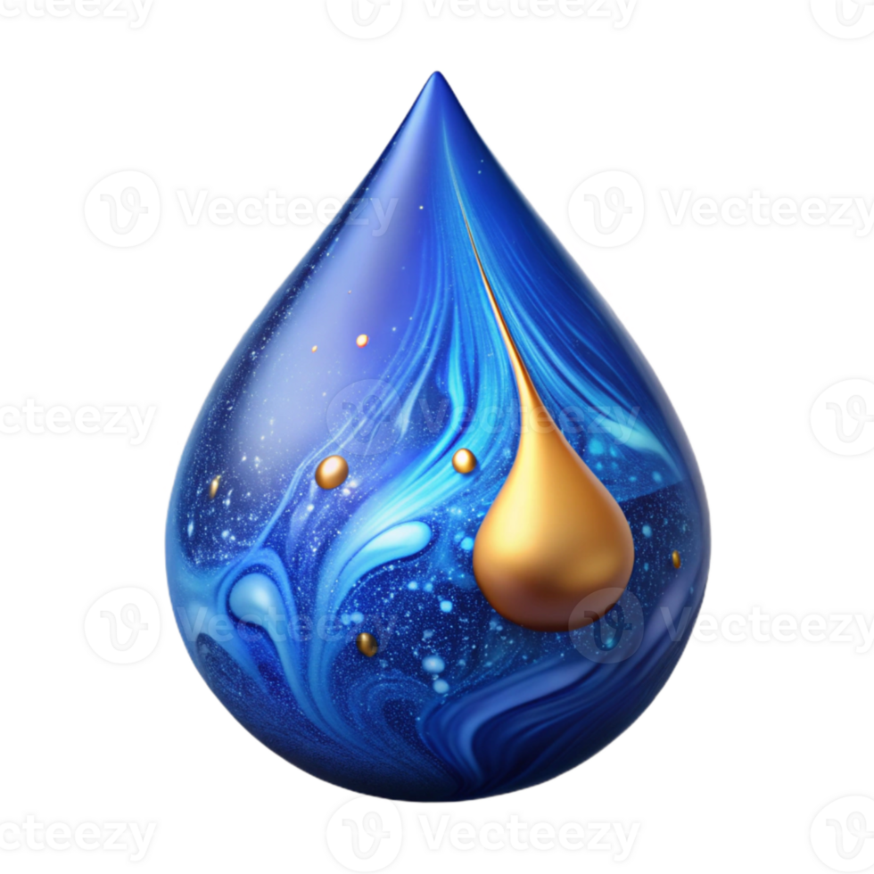 elegant minimalist Blue Water Drop Fractal Liquid Isolated original png