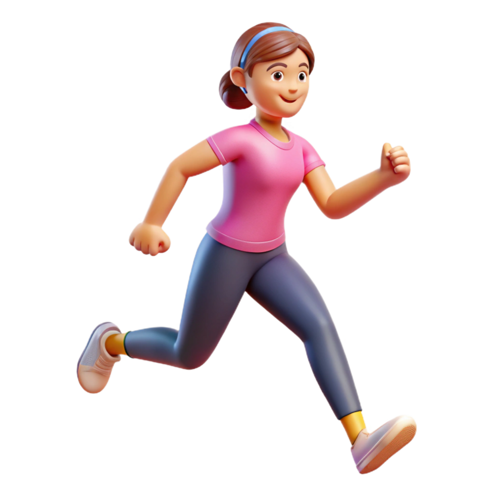 energetic striking Woman running in place. NO BACKGROUND with Transparent Background. premium png