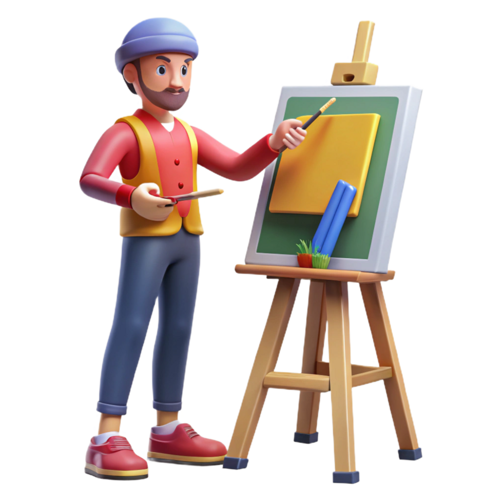 exemplary contemporary Artist painting on a canvas. NO BACKGROUND with Transparent Background. exclusive png