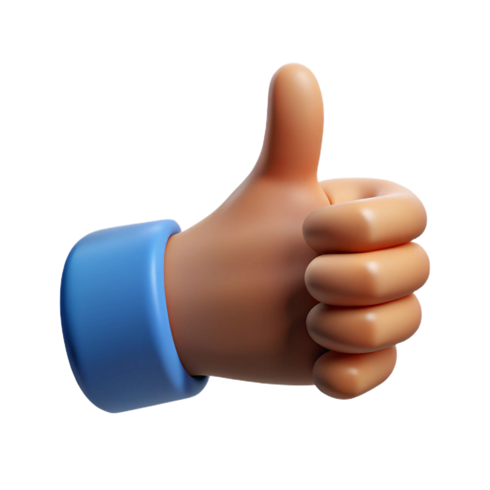 inspired coastal Human hand giving a thumbs up. NO BACKGROUND with Transparent Background. high resolution png