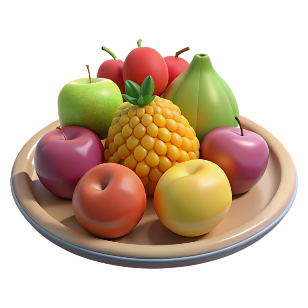 enchanting unparalleled Plate of various fruits. NO BACKGROUND with Transparent Background. png