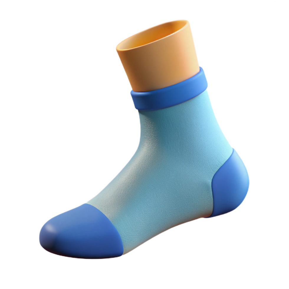 exquisite energetic coastal Human foot wearing a sock. NO BACKGROUND with Transparent Background. high quality png