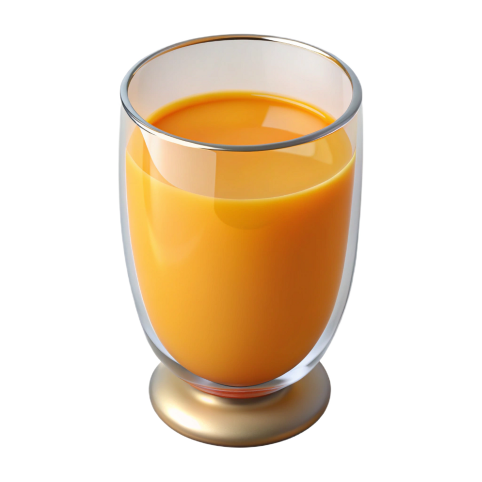elegant unparalleled Glass of orange juice. NO BACKGROUND with Transparent Background. png