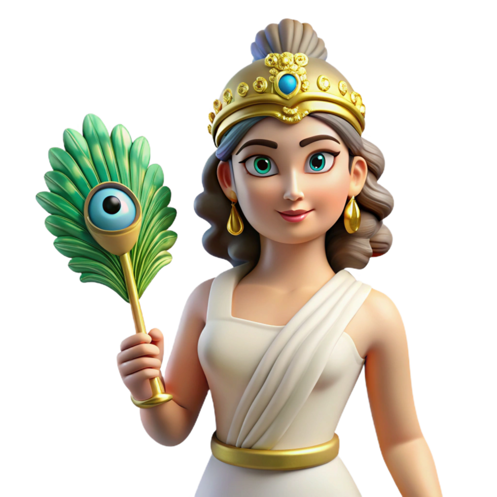 hypnotic artistic Hera, Goddess of Marriage, with a peacock feather. NO BACKGROUND with Transparent Background. handcrafted png