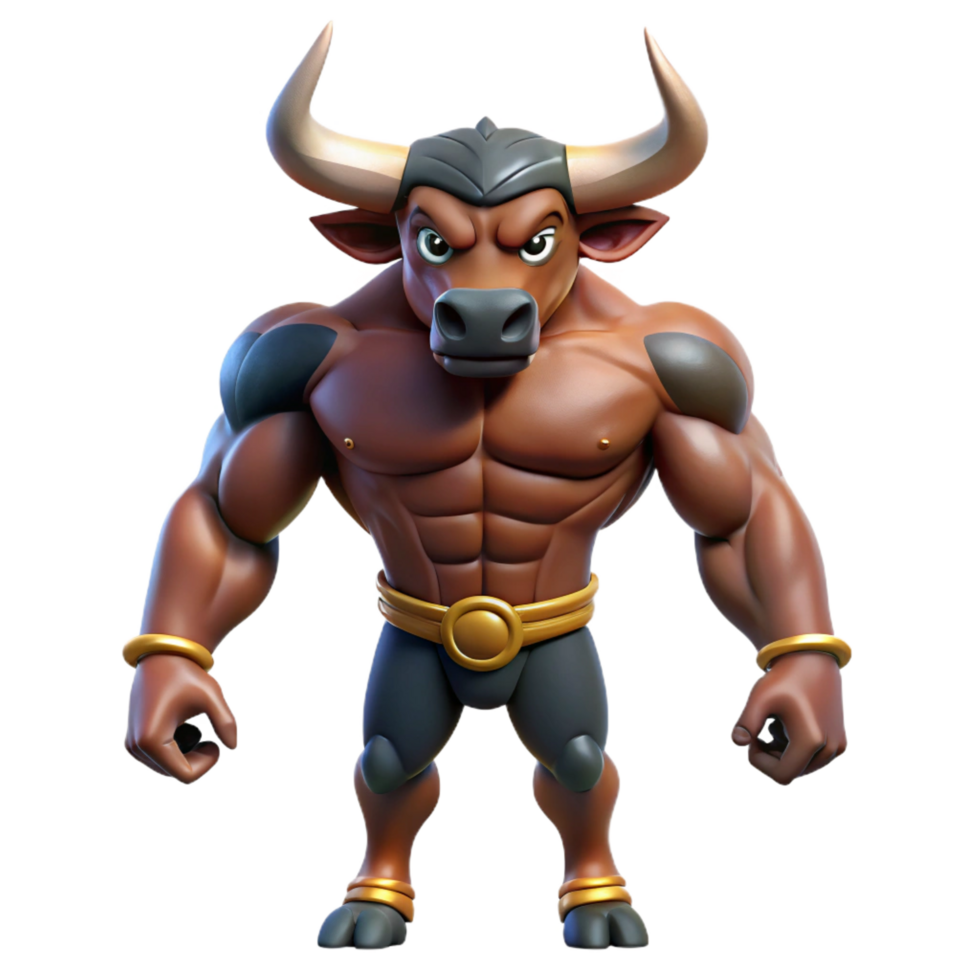 dramatic striking Minotaur, half-bull, half-man creature. NO BACKGROUND with Transparent Background. premium png