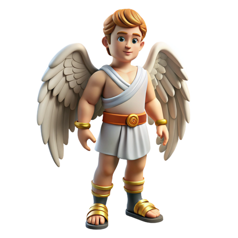 enchanting inspired Hermes, Messenger of the Gods, wearing winged sandals. NO BACKGROUND with Transparent Background. png