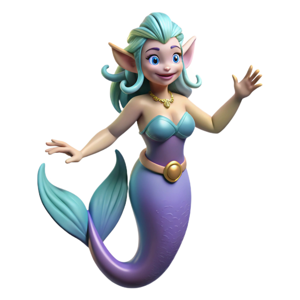 exquisite whimsical geometric Siren, mythical creature known for its enchanting singing. NO BACKGROUND with Transparent Background. impeccable png
