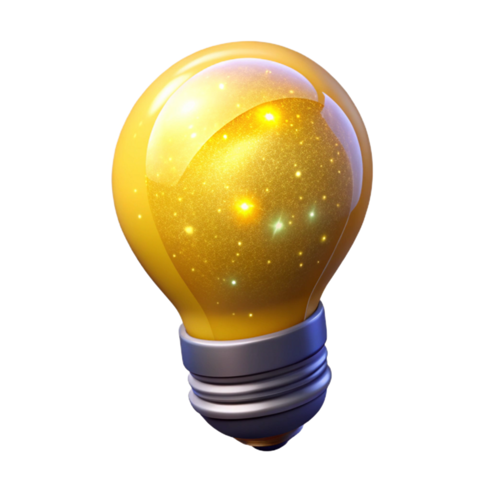 elegant modern Bright Yellow Light Bulb Cutout Transparent Background detailed png