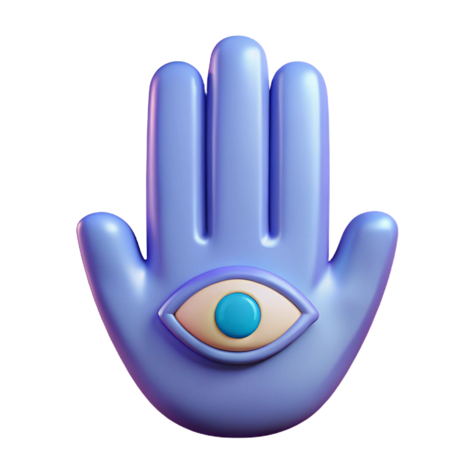 harmonious splendid Hamsa hand symbol. NO BACKGROUND with Transparent Background. expertly shot png