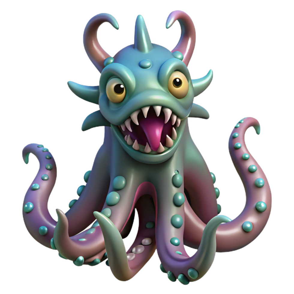 extraordinary rustic Mythological Kraken, giant sea monster. NO BACKGROUND with Transparent Background. ultra HD png